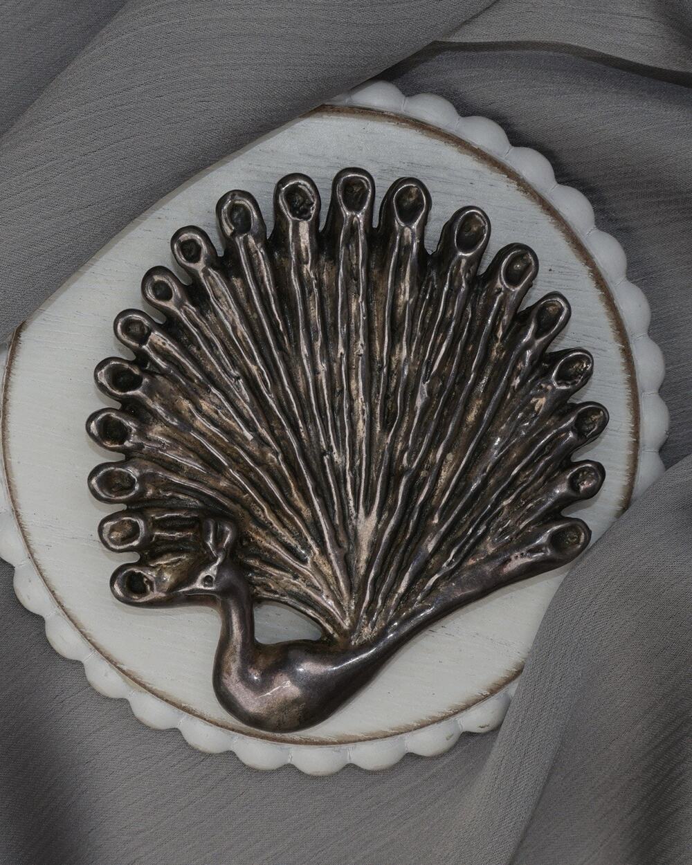 Vintage Sterling Silver Peacock Brooch / Pendant 47.06G / 3.2in